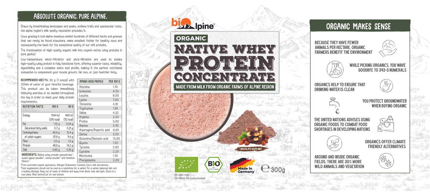 Native whey protein concentrate chocolate hazelnut