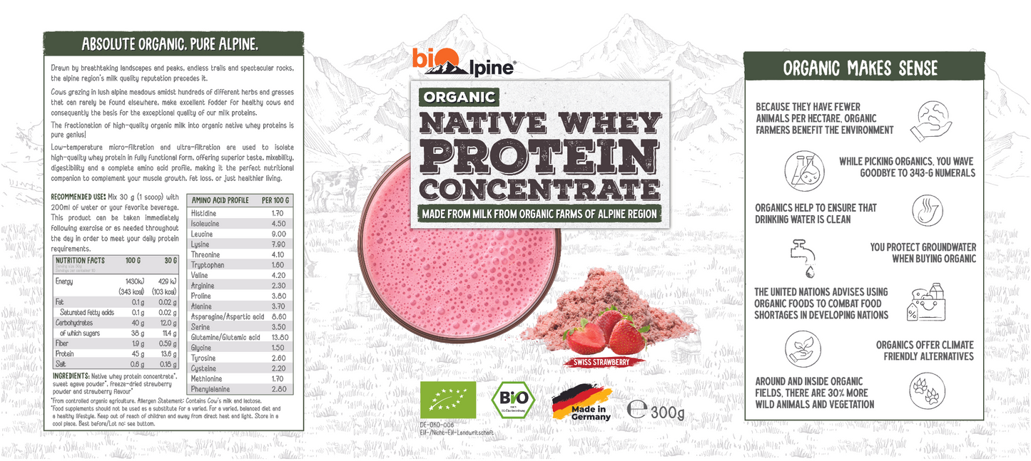 Native whey protein concentrate swiss strawberry