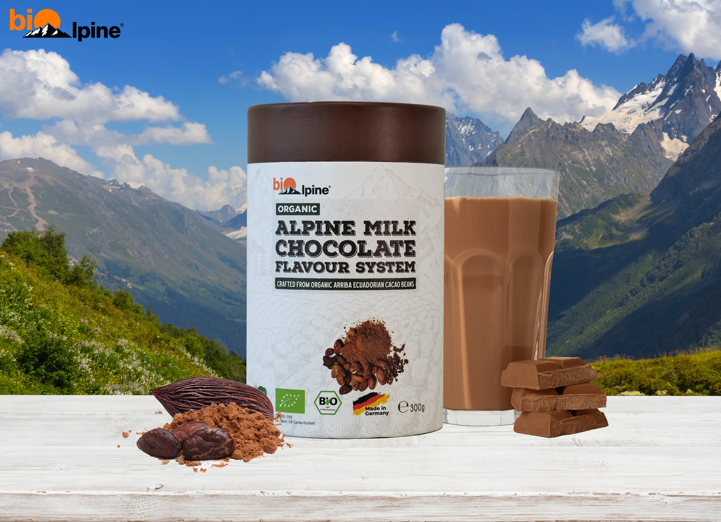 Alpine milk chocolate flavour system